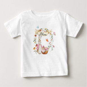 Personalisiert Pink Bunny Osterfarben Baby T-shirt
