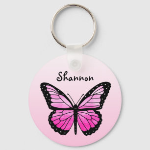 Personalisiert Pink Butterfly Schlüsselanhänger