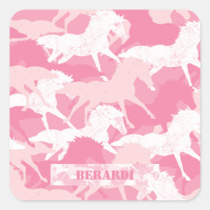Personalisiert Pink Camouflage Horse Camouflage Quadratischer Aufkleber