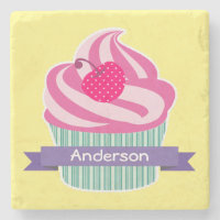 Personalisiert Pink Cupcake WIth Polka Dot Cherry