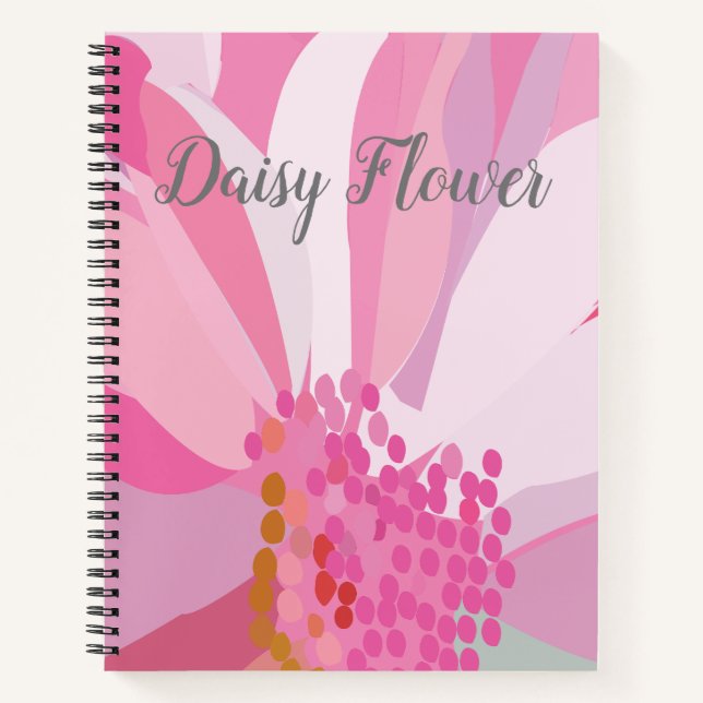 Personalisiert Pink Daisy Blume Notizbuch (Vorderseite)