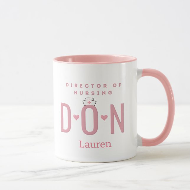 Personalisiert Pink DON Director of Nursing Tasse (Rechts)