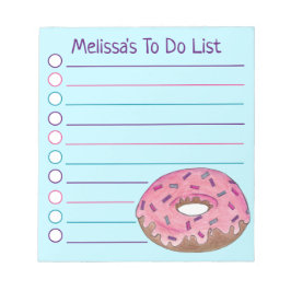 Personalisiert Pink Donut Doughnut Sprinkles Feins Notizblock