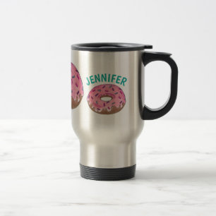 Personalisiert Pink Donut Doughnut Sprinkles Feins Reisebecher