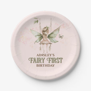 Personalisiert Pink Fairy Erster Geburtstag Party Pappteller