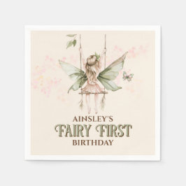 Personalisiert Pink Fairy Erster Geburtstag Party Serviette