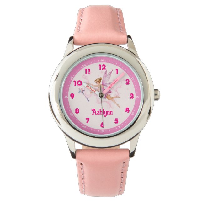 Personalisiert Pink Fairy Magic Funkelnd Fantasy K Armbanduhr (Vorderseite)
