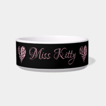 Personalisiert Pink Filigree Herz Keramik Pet Bowl