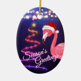 Personalisiert Pink Flamingo Beach Weihnachten Keramik Ornament