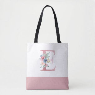 Personalisiert Pink Floral Monogramm Letter E