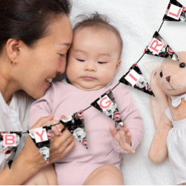 Personalisiert Pink Floral Patten Baby Girl Wimpelkette