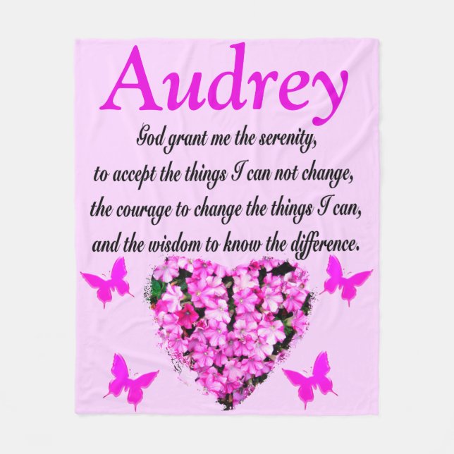 PERSONALISIERT PINK FLORAL SERENITY PRAYER BLANKET FLEECEDECKE (Vorderseite)