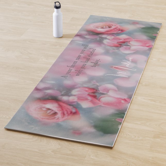 Personalisiert Pink Floral Yoga Mat - Individuelle Yogamatte (Beispiel)