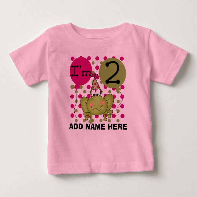 Personalisiert Pink Frosch 2. Geburtstag T - Shirt (Vorderseite)