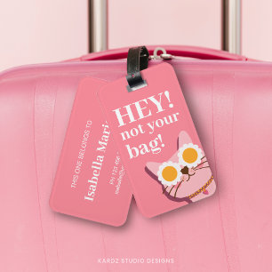 Personalisiert Pink Funny Cat Gepäckträger Tag Gepäckanhänger