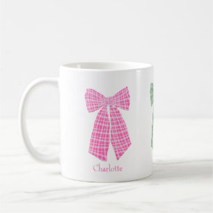 Personalisiert Pink Gingham Romantischer Coquette  Kaffeetasse