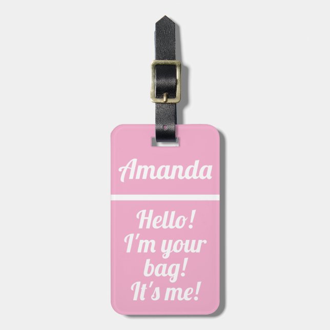 Personalisiert Pink Girl Funny Luggage Tag Gepäckanhänger (Vorderseite vertikal)