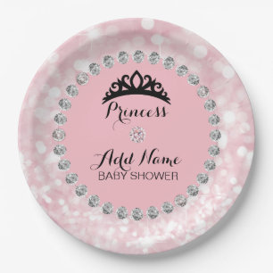 Personalisiert Pink Girl Princess Babydusche Pappteller