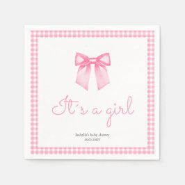 Personalisiert Pink Girl Watercolor Bow Serviette