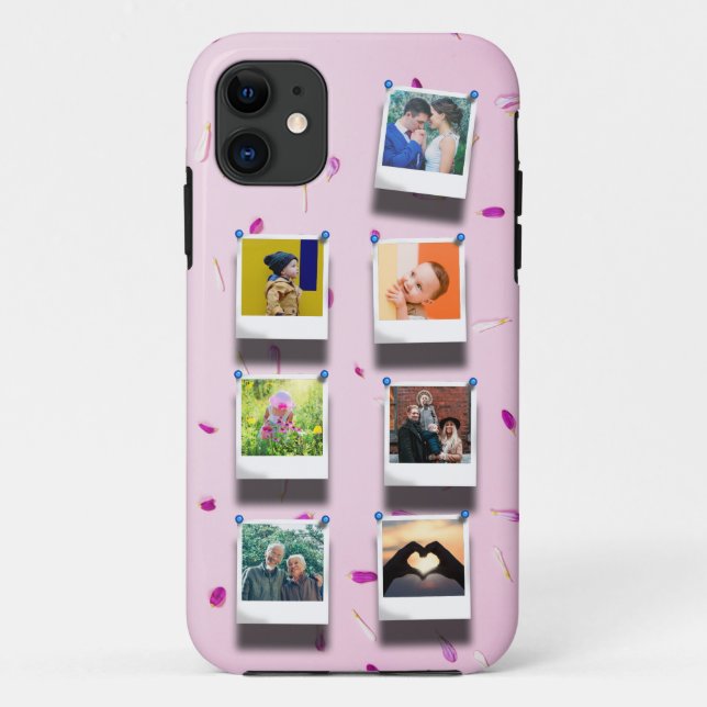 Personalisiert Pink Girly Petals 7 FotoCollage Case-Mate iPhone Hülle (Rückseite)