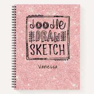Personalisiert Pink Glitzer Artist Sketchbook Notizbuch