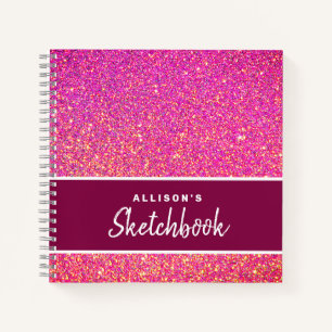 Personalisiert Pink Glitzer Chic Sketchbook Notizbuch