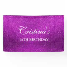 Personalisiert Pink Glitzer Geburtstagsbanner