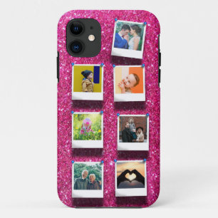 Personalisiert Pink Glitzer Giro 7 FotoCollage Case-Mate iPhone Hülle