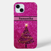 Personalisiert Pink Glitzer Weihnachtsbaum