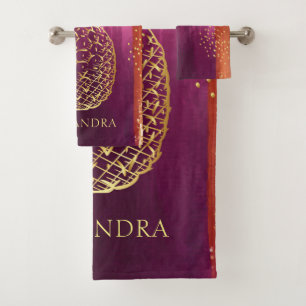 Personalisiert Pink Gold Ananas Glitzer Badhandtuch Set
