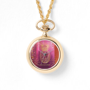 Personalisiert Pink Gold Glitzer Ananas Armbanduhr