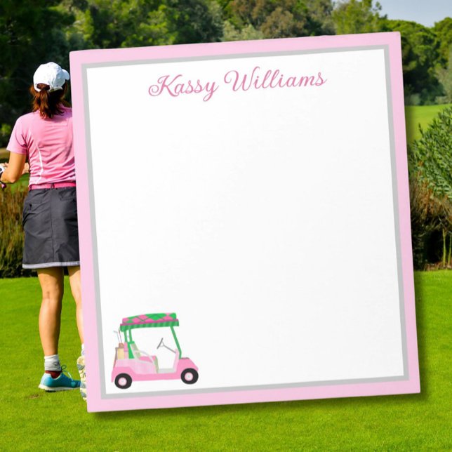 Personalisiert Pink Golf Cart Name Notizblock (Von Creator hochgeladen)