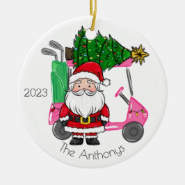 Personalisiert Pink Golf Cart Weihnachtsbaum Keramik Ornament