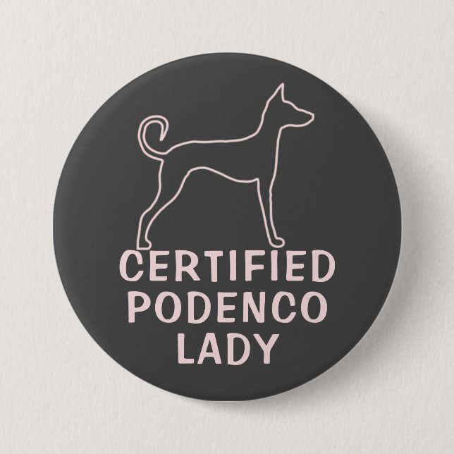 Personalisiert Pink Gray Podenco Dog Button (Vorderseite)