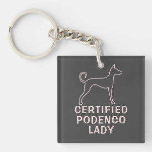 Personalisiert Pink Gray Podenco Doppel Schlüsselanhänger