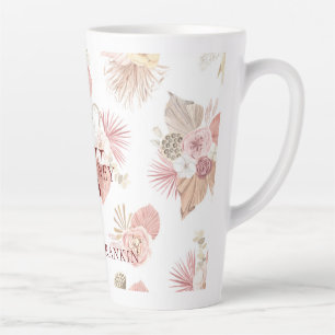 Personalisiert Pink & Green Boho Florals Milchtasse