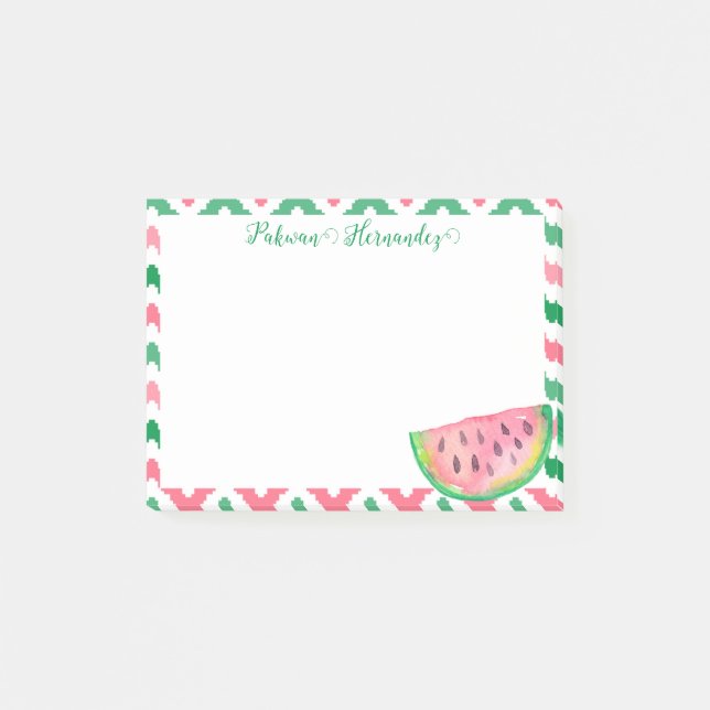Personalisiert Pink Green Watermelon Postit Notes Post-it Klebezettel (Vorderseite)