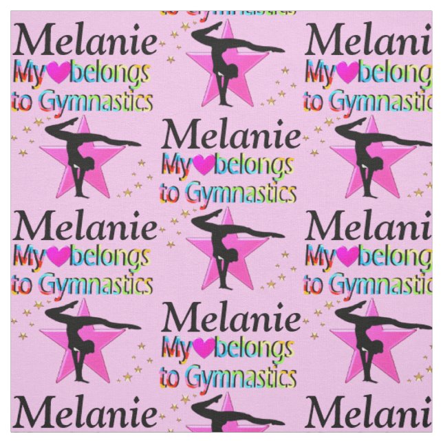 PERSONALISIERT PINK GYMNASTICS STAR FABRIC STOFF (Muster)