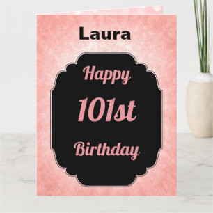 Personalisiert-pink-Happy 101. Geburtstag Karte