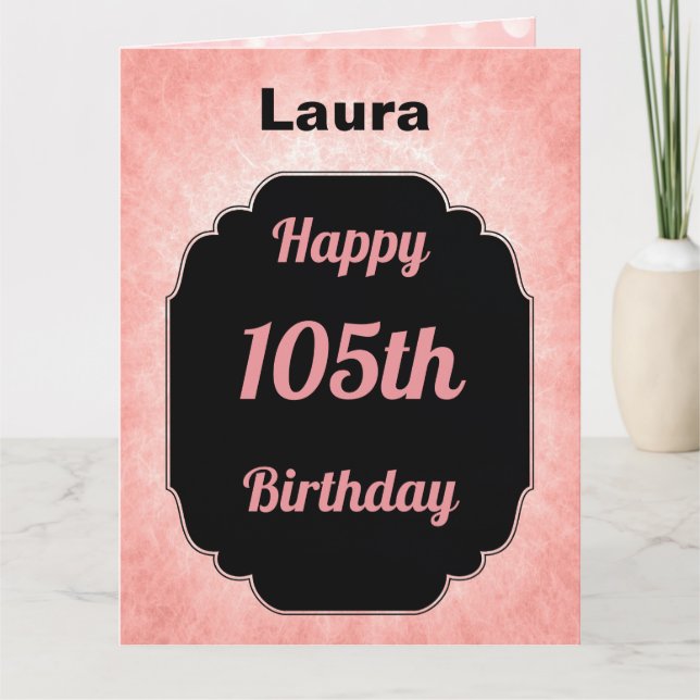 Personalisiert-pink Happy 105. Geburtstag Karte (Vorderseite)