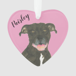 Personalisiert Pink Heart Black Pitbull Staffy Ornament