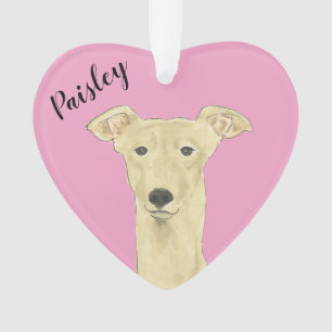 Personalisiert Pink Heart Fawn Greyhound Ornament