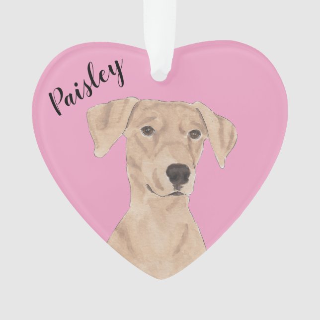 Personalisiert Pink Heart German Pinscher Ornament (Vorderseite)