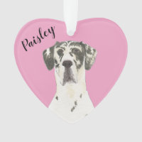 Personalisiert Pink Heart Harlequin Great Dane