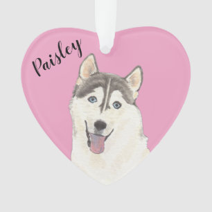 Personalisiert Pink Heart Husky Ornament