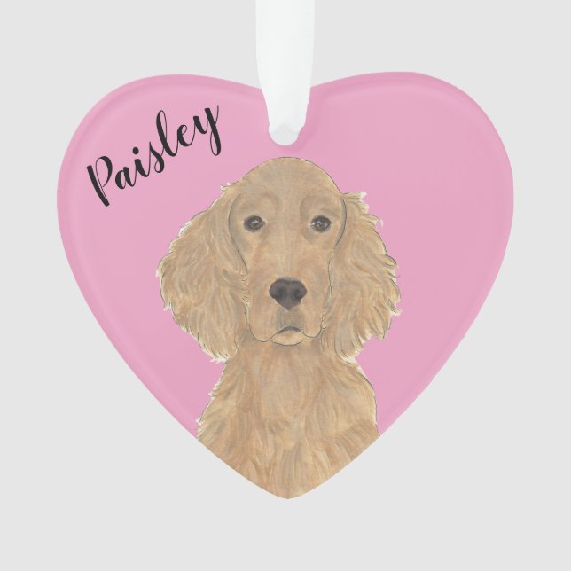 Personalisiert Pink Heart Irish Setter Ornament (Vorderseite)