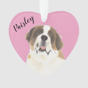 Personalisiert Pink Heart St. Bernard Dog Ornament