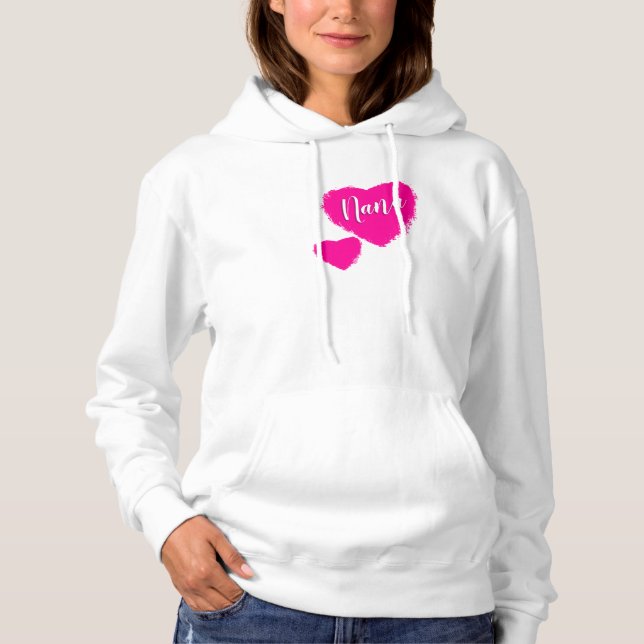 Personalisiert Pink Hearts Nana Hoodie (Vorderseite)