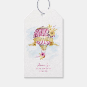 Personalisiert Pink Hot Air Ballon Babydusche Geschenkanhänger