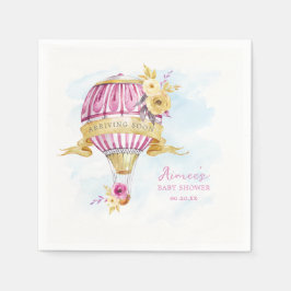 Personalisiert Pink Hot Air Ballon Babydusche Serviette